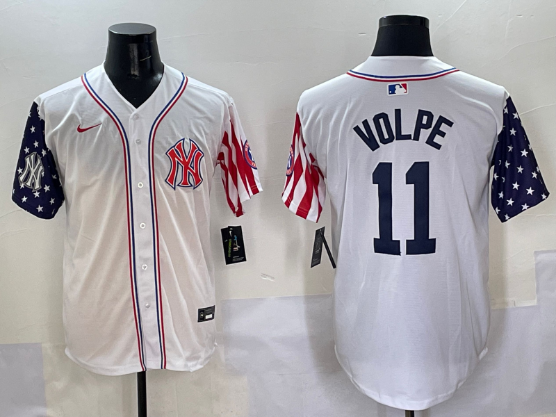 Men 2025  MLB New York Yankees #11 Volpe white jersey style 6->new york yankees->MLB Jersey